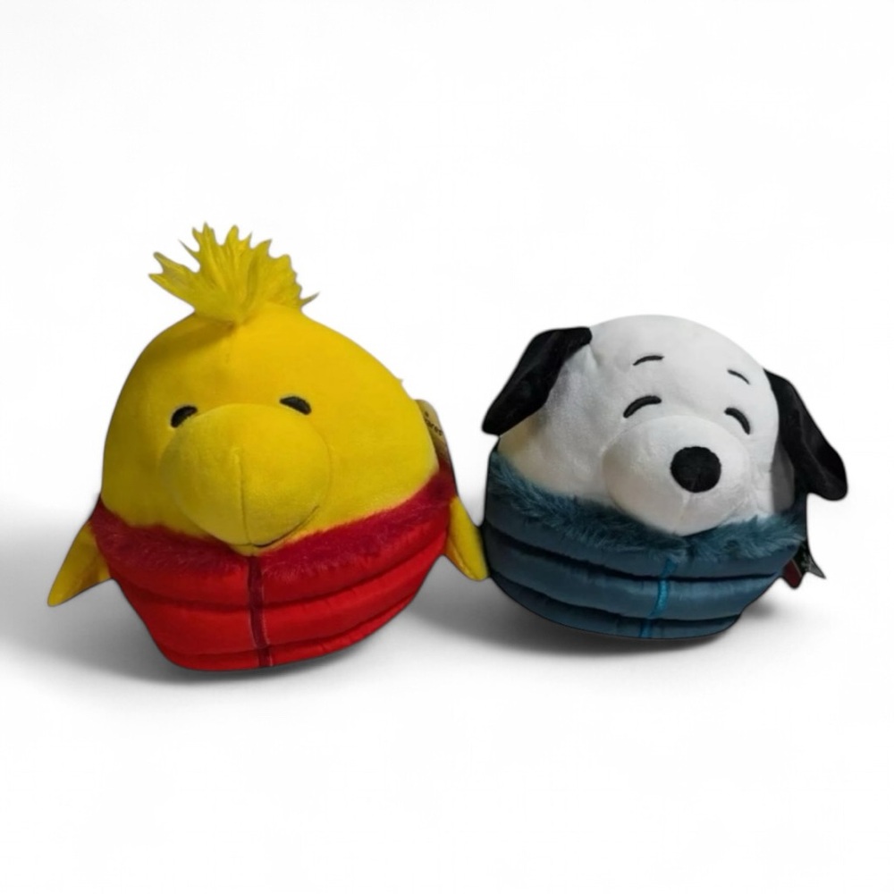 Puffer Jacket Snoopy & Woodstock Squishmallows Plush - Peanuts Plushie Christmas